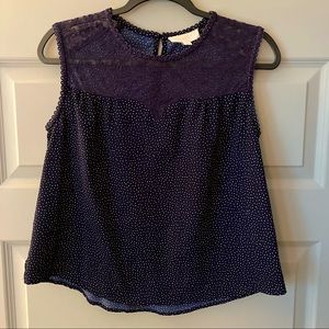 Lace and Polka Dot Sleeveless Top